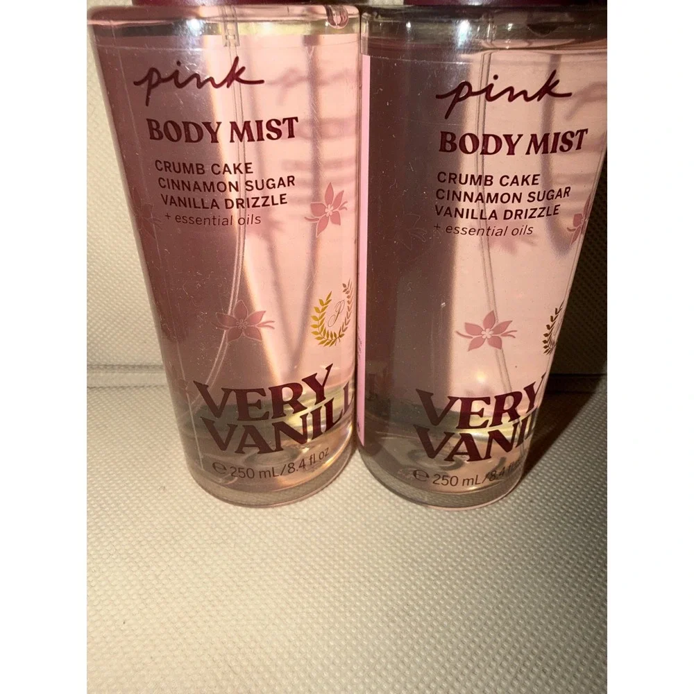Victoria's Secret PINK Body Mist Very Vanilla Crumb Cake Cinnamon Sugar Set of 2